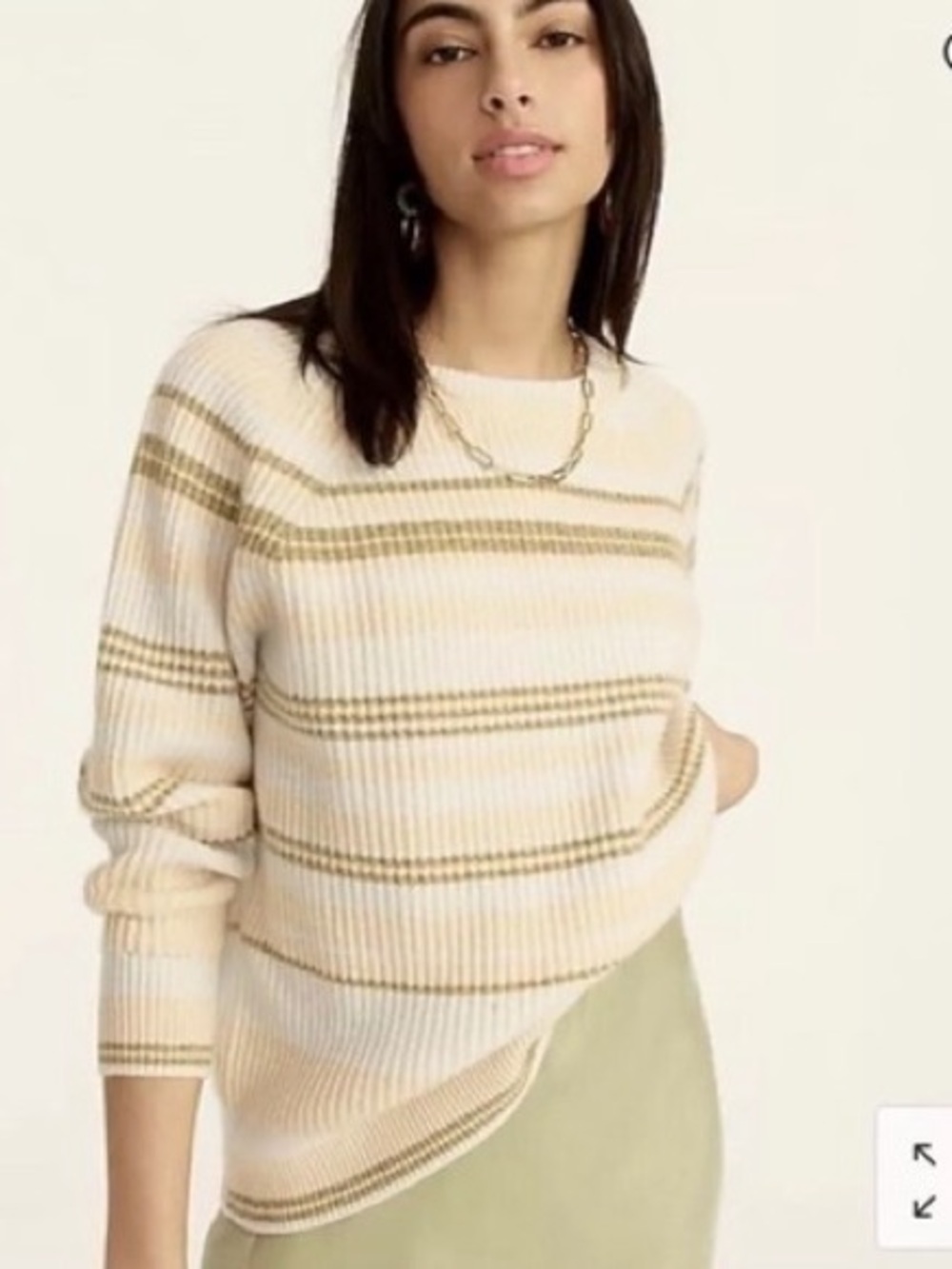 J Crew 100% cashmere crew neck ribbed pastel striped sweater